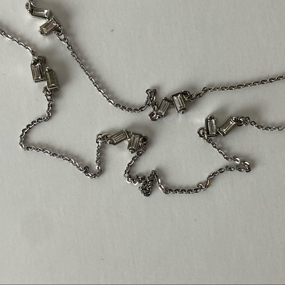 LOFT Double Strand Silver Tone Crystal Necklace